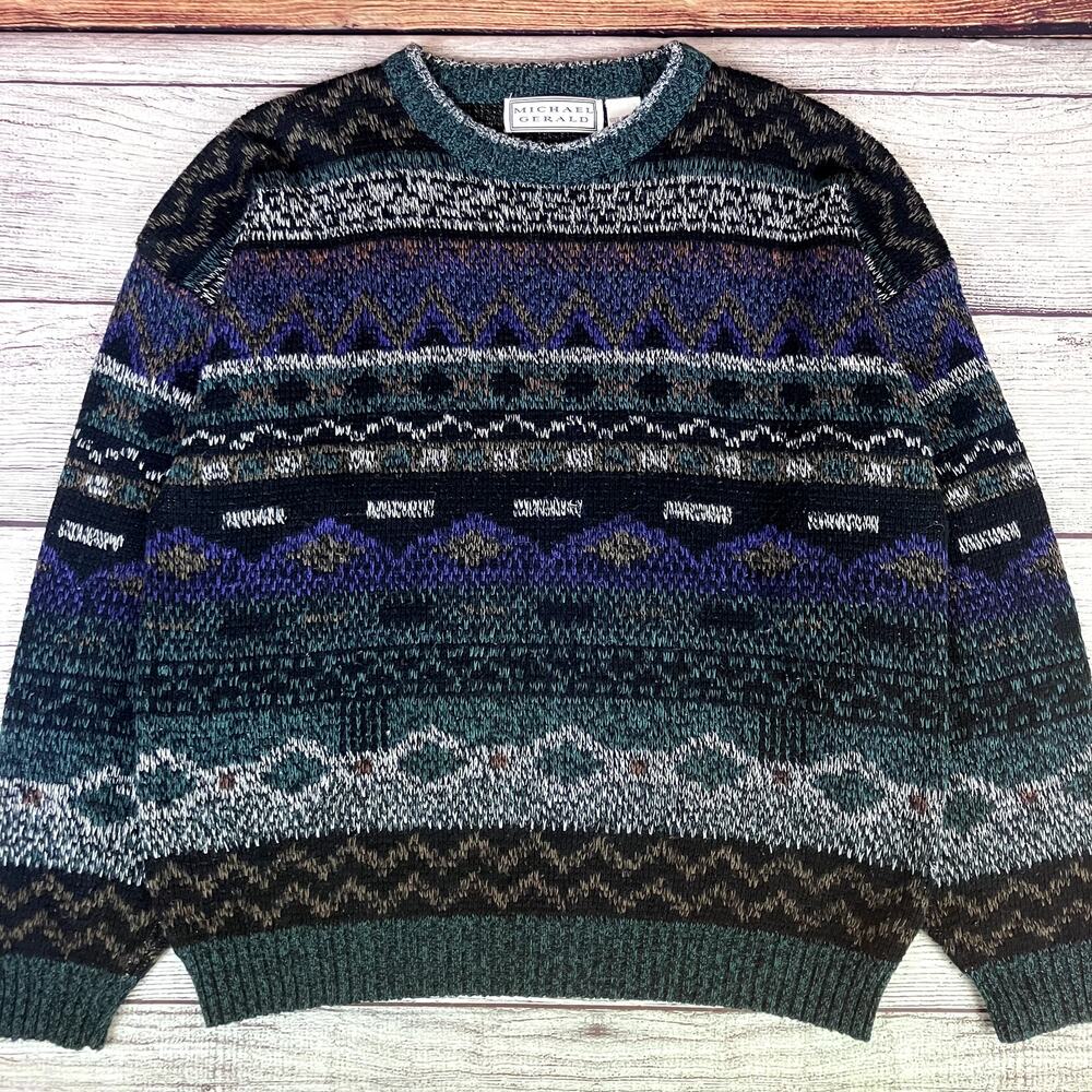 Vintage 1990s Michael Gerald Multicolor Striped Sweater